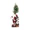 4ft. Santa Claus on Spiral Staircase with Tree & Elf on Wooden Base